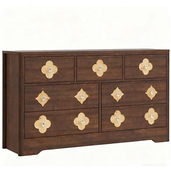Fluted Dresser for Bedroom with 7 Drawers, Chest of Drawers