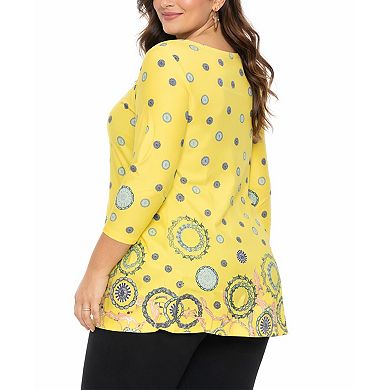 Plus Size Printed Sleeve Flowy Tunic Top