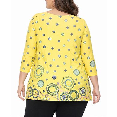 Plus Size Printed Sleeve Flowy Tunic Top