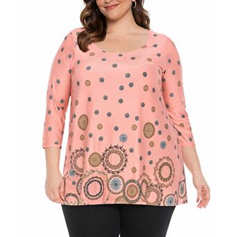 Plus Size Printed Sleeve Flowy Tunic Top