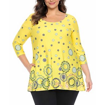 Plus Size Printed Sleeve Flowy Tunic Top