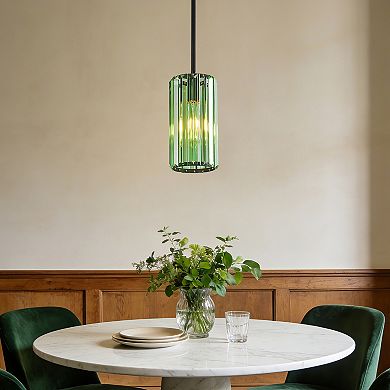 Modern Cylinder Crystal Pendant Light Adjustable Hanging Lamp for Kitchen Island Bathroom Hallway