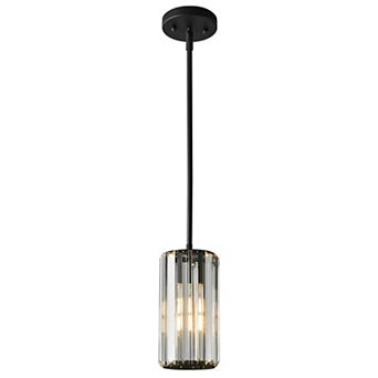 Modern Cylinder Crystal Pendant Light Adjustable Hanging Lamp for Kitchen Island Bathroom Hallway