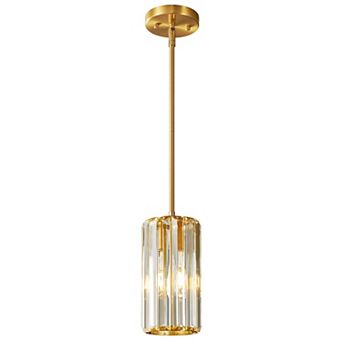 ZLAIQB 1-Light Chrome Finish Modern Mini Crystal Pendant 5.11 in Ceiling Light