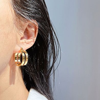 Women's Double Hoop Earrings - 2.2cm Diameter Hoops
