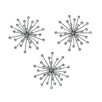 Jeweled 3D Bursting Star Wall Sculpture Set of 3
