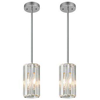 ZLAIQB 5.11" 1-Light 2Pack Modern Crystal Height Adjustable Mini Pendant Light