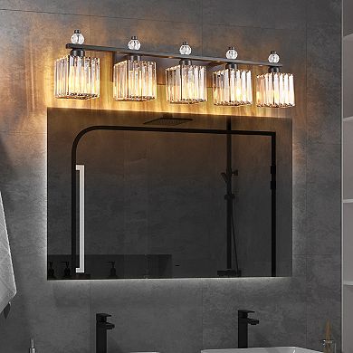 Modern 5-Light Crystal Vanity Light for Bathroom