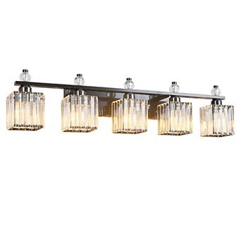 ZLAIQB 5-Light Sand Black Modern Crystal Bathroom Wall Lamp