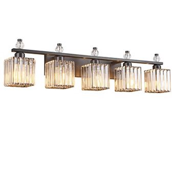 ZLAIQB 5-Light Sand Black Modern Crystal Bathroom Wall Lamp