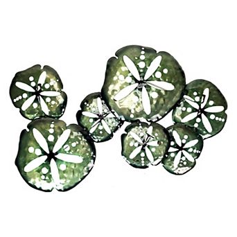 Metal Sand Dollar Wall Decor 25 in Coastal Beach Nautical Iridescent Art