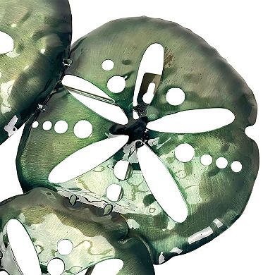 Metal Sand Dollar Wall Decor 25in Coastal Beach Nautical Iridescent Art