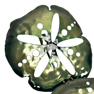 Metal Sand Dollar Wall Decor 25in Coastal Beach Nautical Iridescent Art