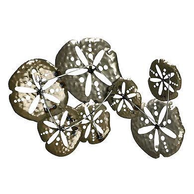 Metal Sand Dollar Wall Decor 25in Coastal Beach Nautical Iridescent Art