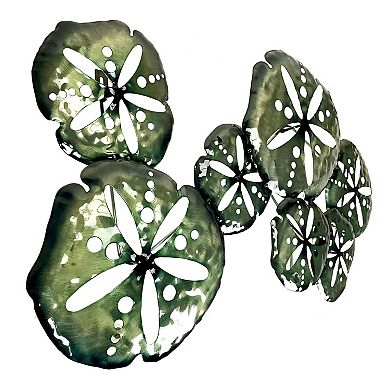 Metal Sand Dollar Wall Decor 25in Coastal Beach Nautical Iridescent Art