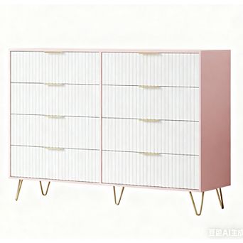 Fluted Dresser for Bedroom with 8 Drawers, Modern Chest of Wooden Drawers