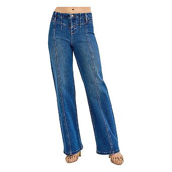 RISEN Seam Detail Wide Leg Jeans