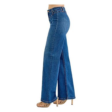 RISEN Seam Detail Wide Leg Jeans