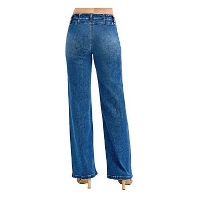RISEN Seam Detail Wide Leg Jeans