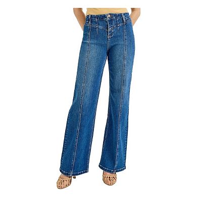 RISEN Seam Detail Wide Leg Jeans