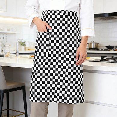 Checkered Waist Apron with Front Pocket Half Apron for Cooking Baking Serving Cleaning