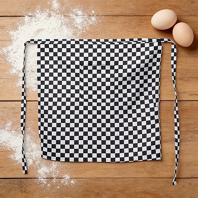 Checkered Waist Apron with Front Pocket Half Apron for Cooking Baking Serving Cleaning
