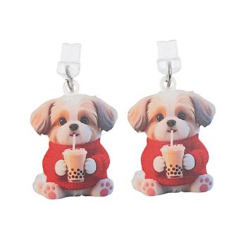 Dog Pendants Dust Plug Charm for Lightning Red Light Brown 2 pc