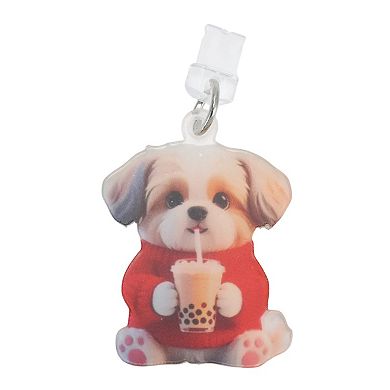 Dog Pendants Dust Plug Charm for Lightning Red Light Brown 2 Pcs