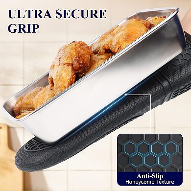 Silicone oven gloves with heat-resistant soft lining