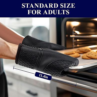 Silicone oven gloves with heat-resistant soft lining