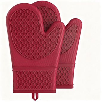 Silicone oven gloves with heat-resistant soft lining