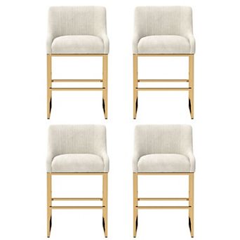 SEYNAR Modern Glam Velvet Golden Matel Frame Counter or High Bar Stools Set of 4