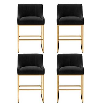 SEYNAR Modern Glam Velvet Golden Matel Frame Counter or High Bar Stools Set of 4