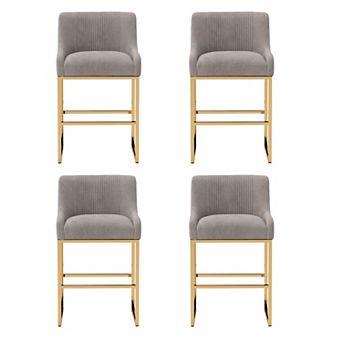 SEYNAR Modern Glam Velvet Golden Matel Frame Counter or High Bar Stools Set of 4