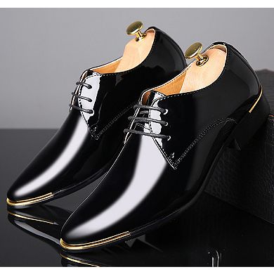 Men's Patent Leather Oxfords Formal Lace-Up Dress Shoes