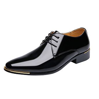 Men's Patent Leather Oxfords Formal Lace-Up Dress Shoes