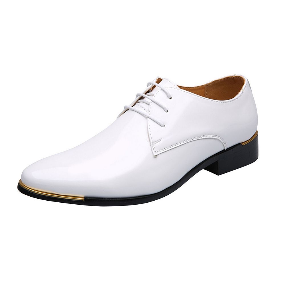 white leather dress shoes men Cormac -- Men's Cuban Heel Slip On Dress Shoe -- White