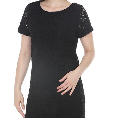 Women's Lace Short Sleeve Shift Dress