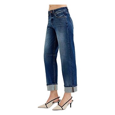 RISEN Slouchy Crop Barrel Cuffed Jeans