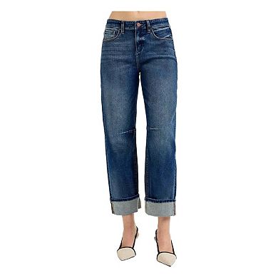 RISEN Slouchy Crop Barrel Cuffed Jeans