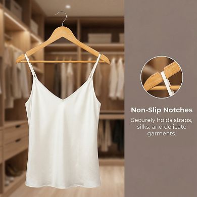 2 Pack Wood Non-Slip Hangers, Durable 360-degree Space Saving Clothes Hangers for Clothing Pants