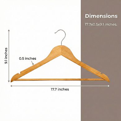 2 Pack Wood Non-Slip Hangers, Durable 360-degree Space Saving Clothes Hangers for Clothing Pants