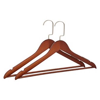 2 Pack Wood Non-Slip Hangers, Durable 360-degree Space Saving Clothes Hangers for Clothing Pants