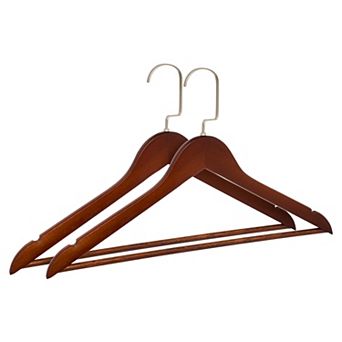2 Pack Wood Non-Slip Hangers, Durable 360-degree Space Saving Clothes Hangers for Clothing Pants