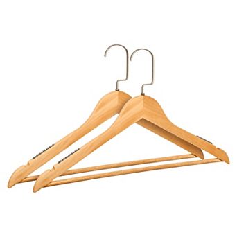 2 Pack Wood Non-Slip Hangers, Durable 360-degree Space Saving Clothes Hangers for Clothing Pants