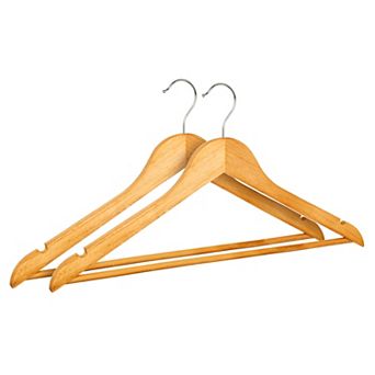 2 Pack Wood Non-Slip Hangers, Durable 360-degree Space Saving Clothes Hangers for Clothing Pants
