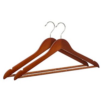 2 Pack Wood Non-Slip Hangers, Durable 360-degree Space Saving Clothes Hangers for Clothing Pants