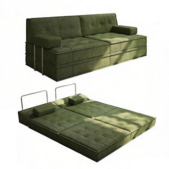 6 in 1 Folding Convertible Sofa Bed,81.5 inch Oversized Corduroy Upholstered Boneless Couch