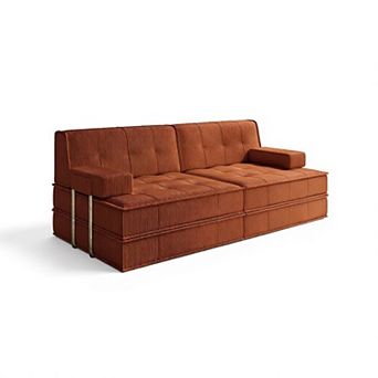 6 in 1 Folding Convertible Sofa Bed,81.5 inch Oversized Corduroy Upholstered Boneless Couch