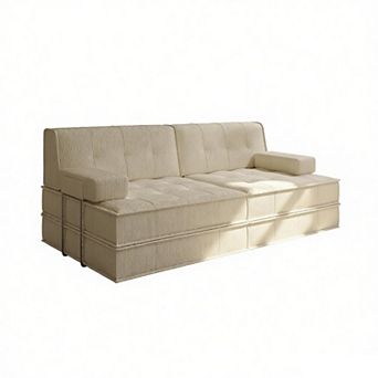 6 in 1 Folding Convertible Sofa Bed,81.5 inch Oversized Corduroy Upholstered Boneless Couch